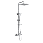 COLONNE DE DOUCHE THERMOSTATIQUE CHROMEE POMMEAU CARRE + PORTE SAVON