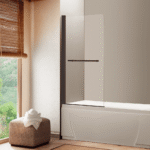 PARE BAIGNOIRE 1 VOLET VERRE TRANSPARENT AVEC PORTE SERVIETTE