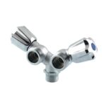 Robinet double en Y pour 2 machines à laver Ø1/2"x3/4" en blister