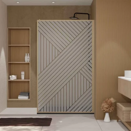 PAROI DE DOUCHE JAPANDI - CADRE EFFET BOIS - 120CMX200CM