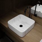 VASQUE CERAMIQUE A POSER CARREE EFFET MARBRE