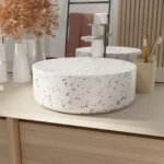 VASQUE CERAMIQUE RONDE TERRAZZO GRIS – Image 2