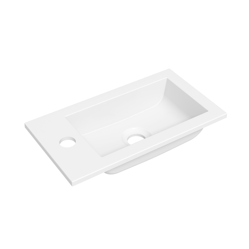RESIA - Plan vasque lave-mains 40 cm - Blanc brillant