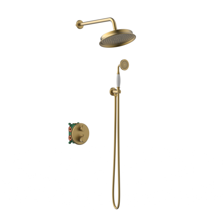ICARE - Kit de douche encastré thermostatique - Or brossé
