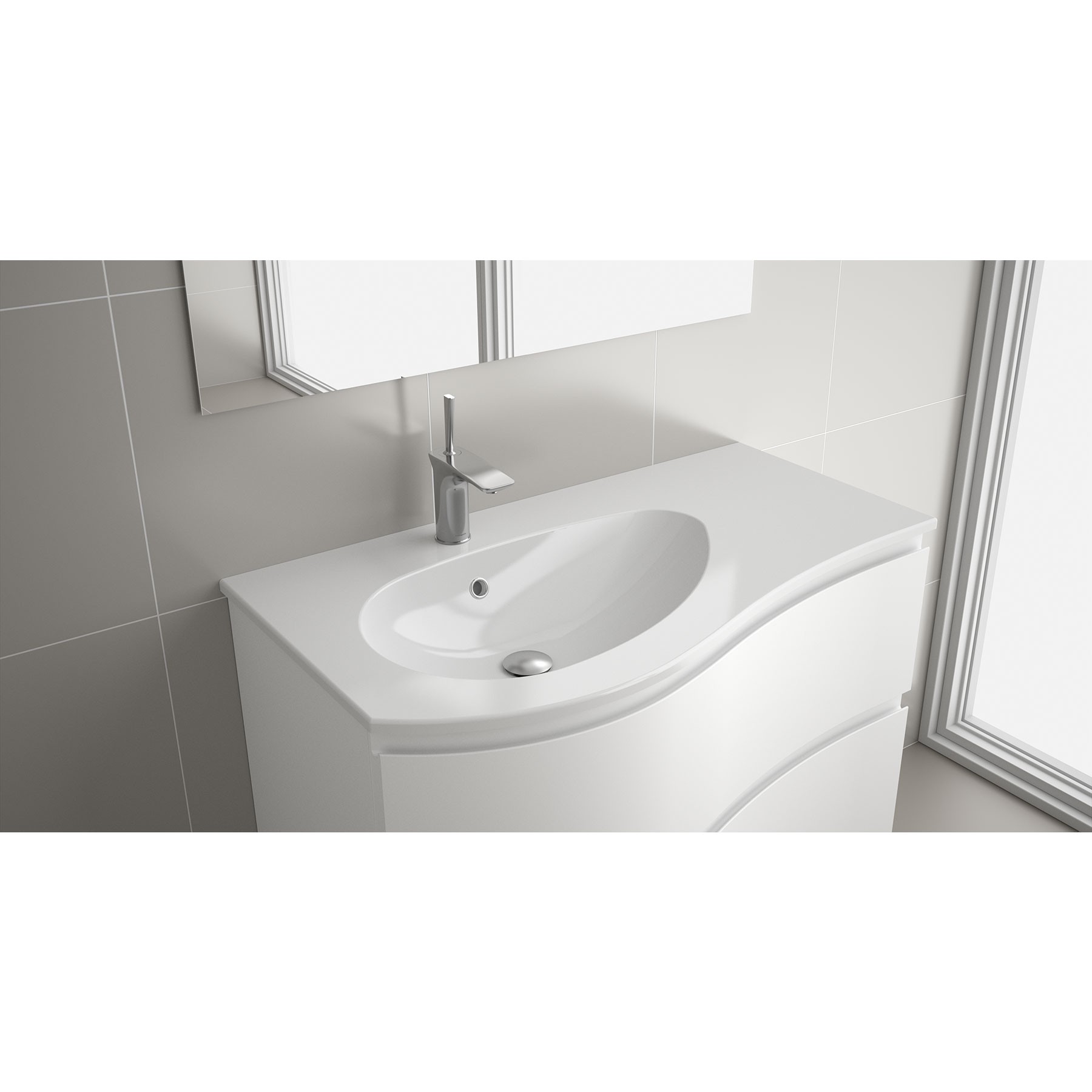 Plan vasque MAM 900 Droite Blanc
