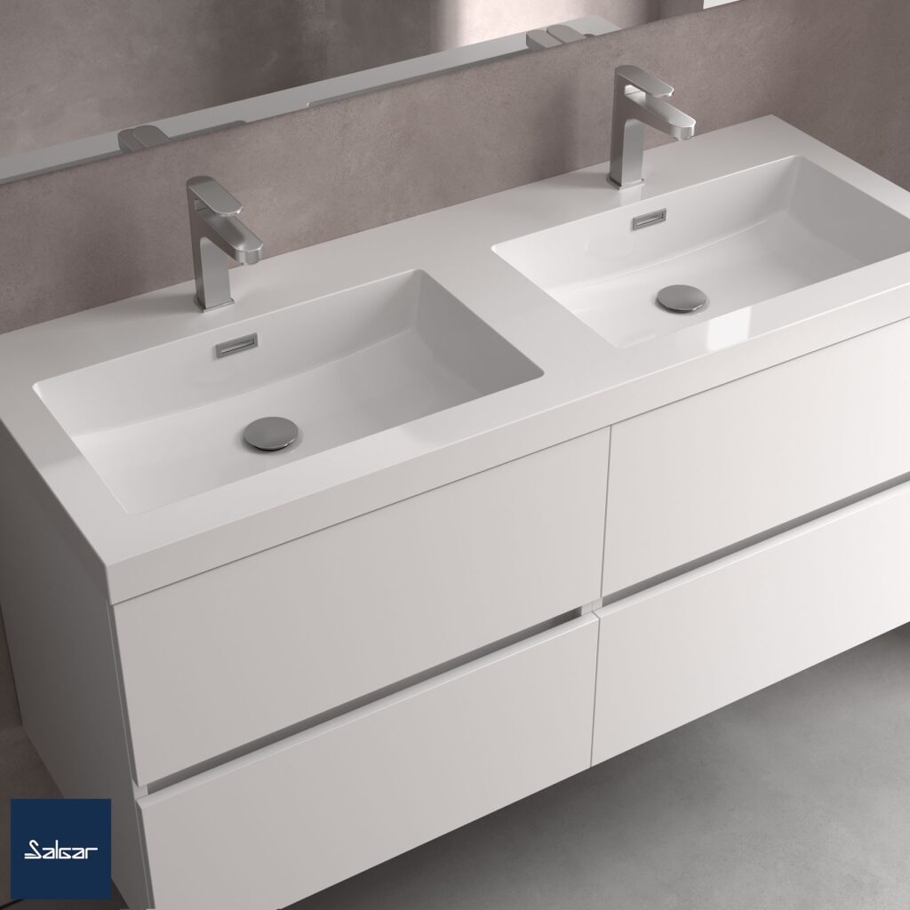 Plan vasque TOSCANA 1200 Double Blanc