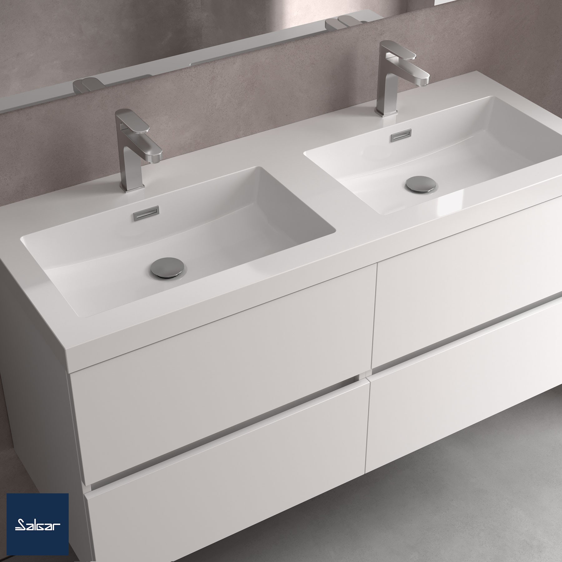 Plan vasque TOSCANA 1200 Double Blanc
