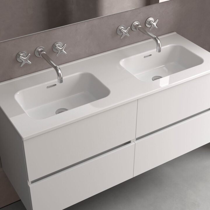 CONSTANZA - Plan vasque céramique double